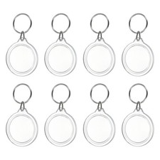 8Pcs, Circle Clear Acrylic Photo Frame Keyring for Women and Men