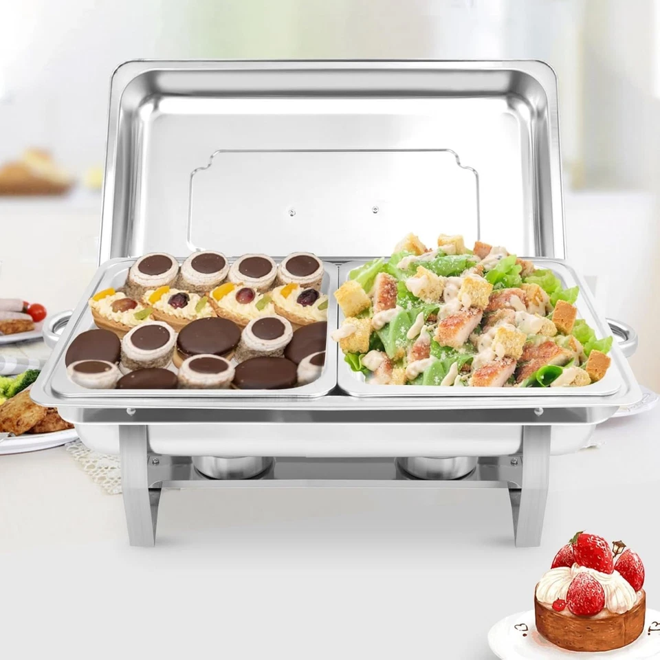 9L Chafing Dish Speisenwärmer Edelstahl Warmhaltebehälter Wärmebehälter Set 2in1 - Bild 4 von 4