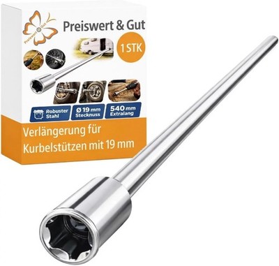Wohnwagen Kurbel Stahl Verlängerung 54 cm mit 19 mm 6-Kant Nussadapter (1) | 