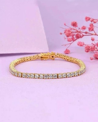 Round Natural Diamond GH/SI-I2 Tennis Bracelet For Engagement Day 14k Solid Gold