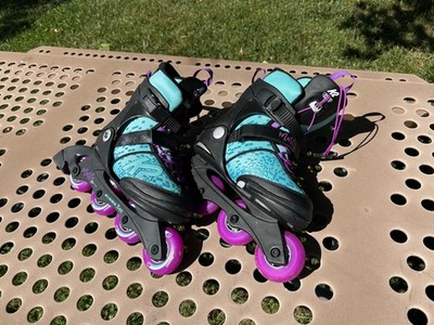 Kids Marlee Pro Size 4-8 Inline Skates Black purple and blue abec 3