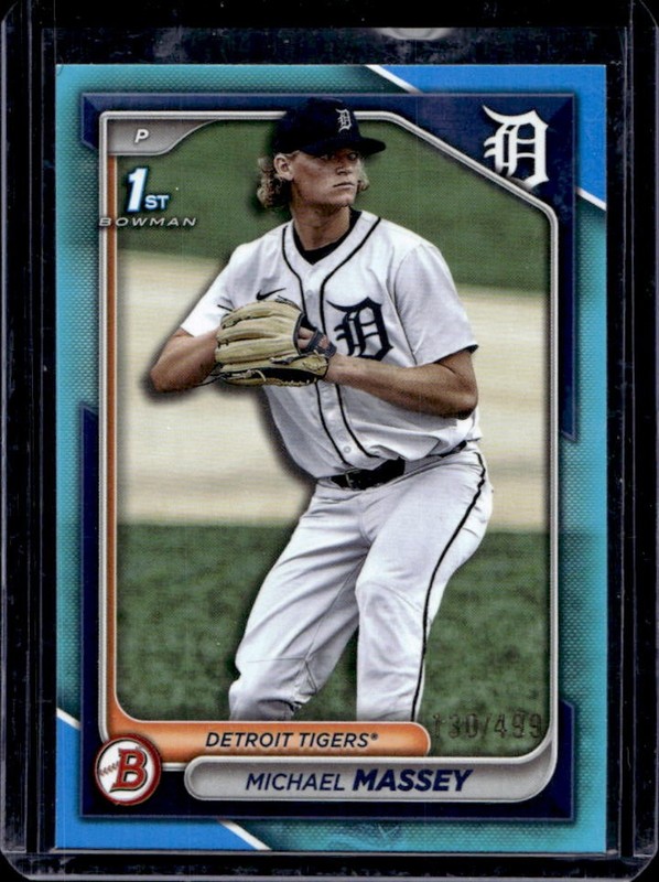 2024 Bowman Draft Michael Massey Sky Blue 1st Prospect #/499 Tigers