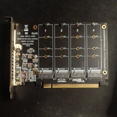 PCIe 4.0 Gen4 4x4 Split Card PCI-E X16 to 4 Ports M.2 NVMe SSD Expansion Card