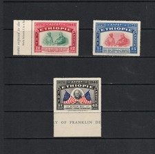 T1227 Éthiopie 1947 Timbre Haile Selassie et F.D. Roosevelt 3v. MNH