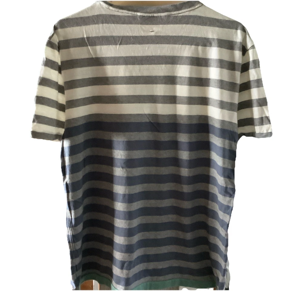 rag & bone Mens T-Shirt Striped 100% Cotton Casual Olive Green /Navy Sz L - Image 2 of 4
