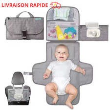 Matelas a Langer Portable Bebe Sac Voyage Etanche Station de Change Nomade Gris