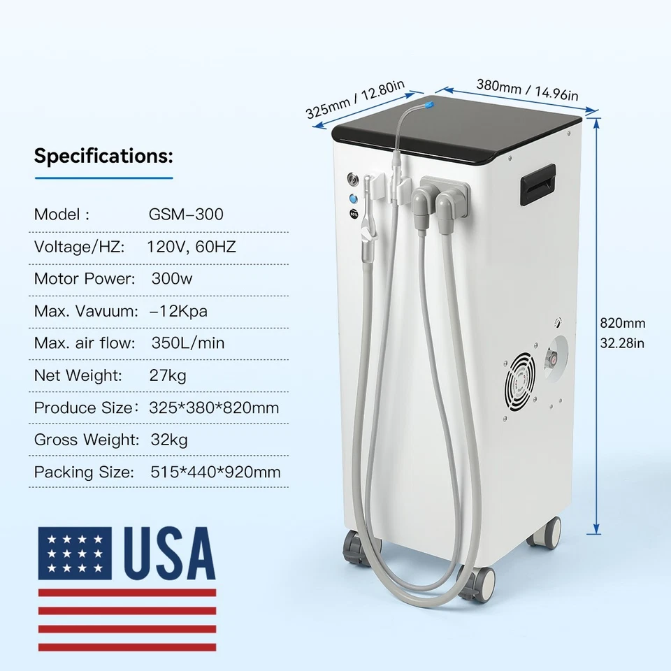 Sistema de unidad de succión móvil dental bomba de presión negativa alto volumen GS-M300 Foto 2 de 4