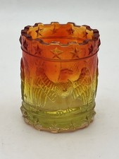 Vintage Kanawha Amberina Glass Toothpick Holder with Federal Eagle and Stars 