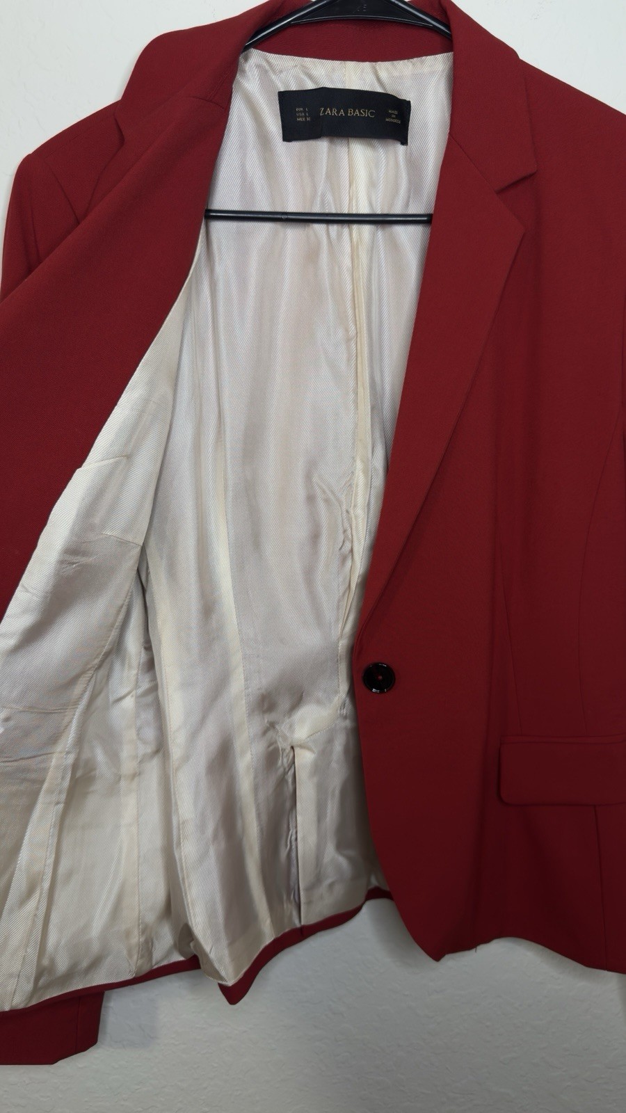 Zara Basic Red Blazer Size Large Shoulder Pads￼Su… - image 7