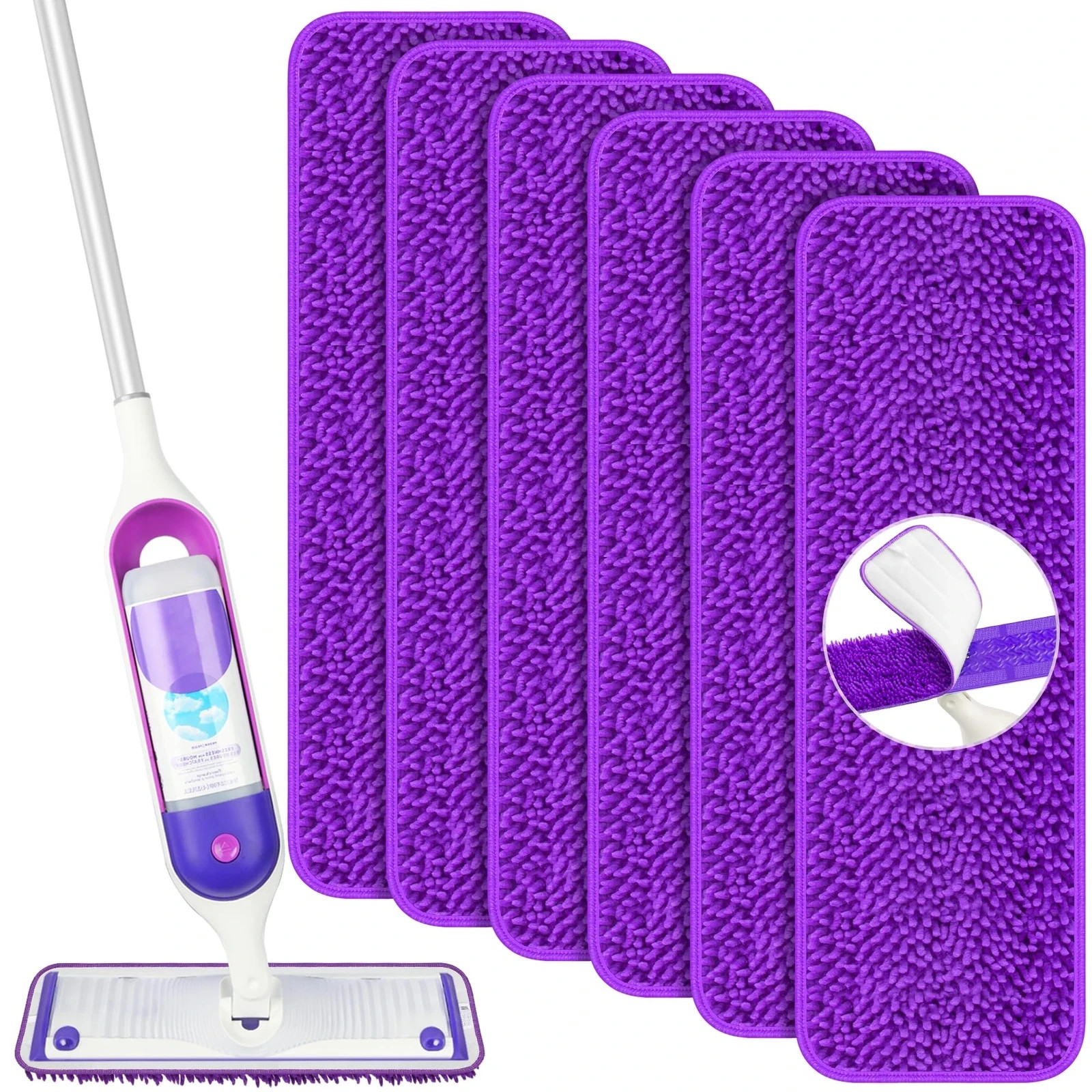 6 Pack Reusable Mop Pads, Compatible With Swiffer Power mop, Power Mop Refills