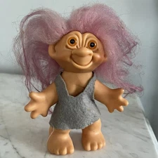THOMAS DAM TROLL  Pink Hair  Scandia House  6 in  1960's Fuschia Hair