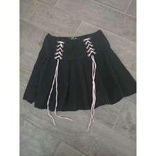 Hot Topic Black Mini Skirt Lace Up Pleated Gothic Emo Punk Womens Medium Costume