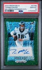 2024 PANINI PRIZM DECA SIGNATURES GREEN SHIMMER FOTL TANNER MCKEE 10/25 PSA 10