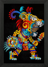 skull jaguar aztec warrior Framed Wall Art Poster Canvas Print Picture