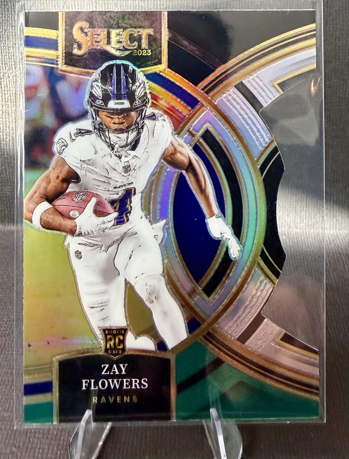 2023 Select - Premier Level Zay Flowers #157 Black & Green Prizm Die-Cut (RC)