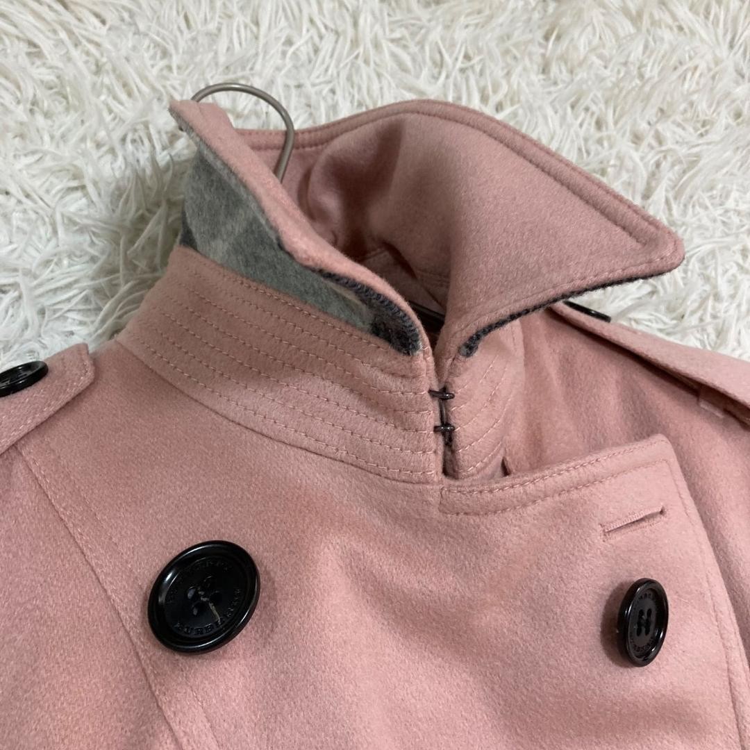 Burberry Sandringham Trench Coat Pink 100% Cashmere Size:42 Used