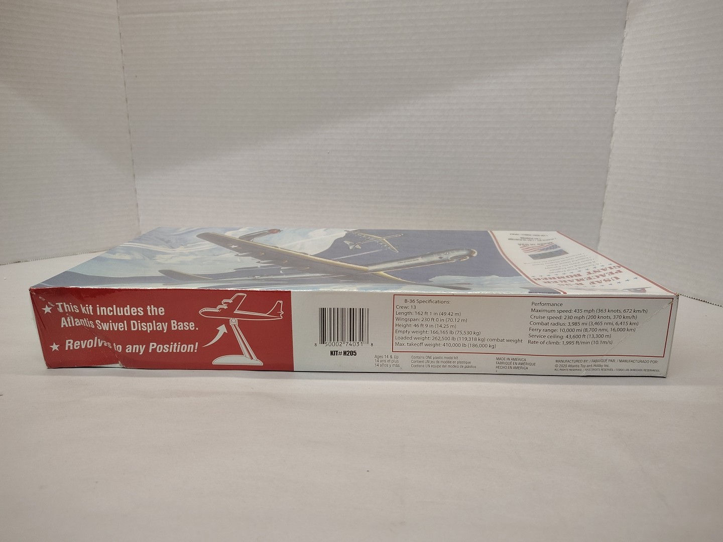 SEALED NIB Atlantis H205 1/184 Scale Convair B-36 Peacemaker w/Stand & Artwork