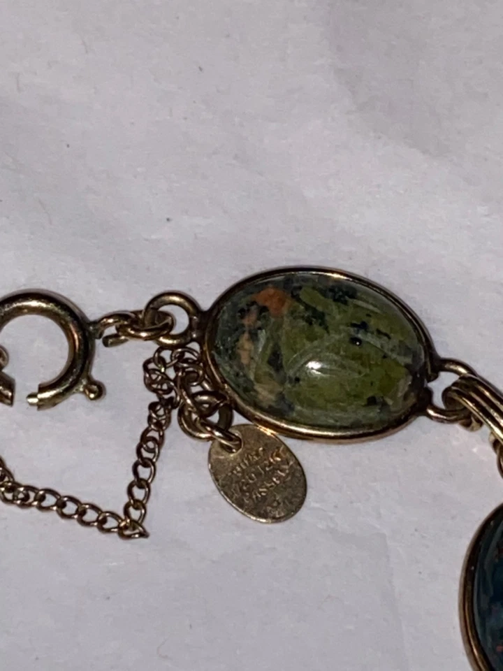 Gemstone Scarab Bracelet - Burt Cassell 1/20  12 K Gold Filled - Image 2 of 4