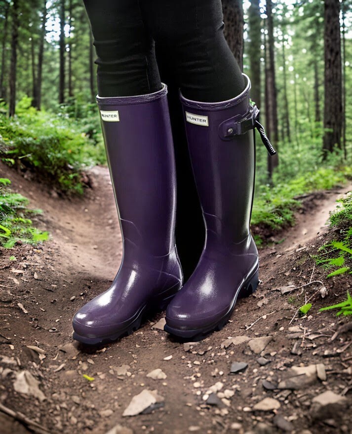 HUNTER ORIGINAL FIELD BOOT DARK IRIS Women's Gloss Wellies Tall Wellingtons