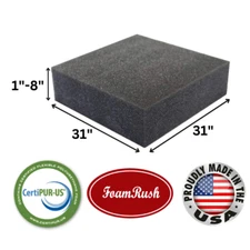 FoamRush 31" x 31" Charcoal High Density Upholstery Foam Cushion Medium Firm USA