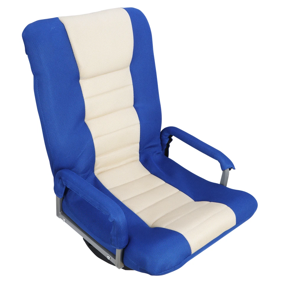 360-Degree Swivel Gaming Floor Chair Folding Adjustable Swivel with Armrest Blue - Image 2 of 4