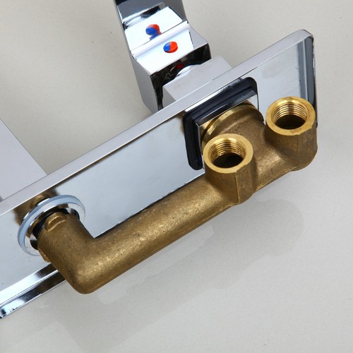 Grifo cromado lavabo para bañera con pico LED de mango único grifo mezclador de latón montado en pared - Imagen 5 de 8