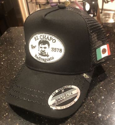 RIVEMUG JGL 701 Trucker Hat - El Chapo Guzman Snapback Cap, Adjustable Mesh Back, Black/White