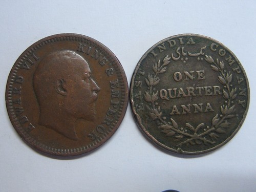 1835 - 1903 ONE QUARTER ANNA INDIA LOT 2 COINS | eBay