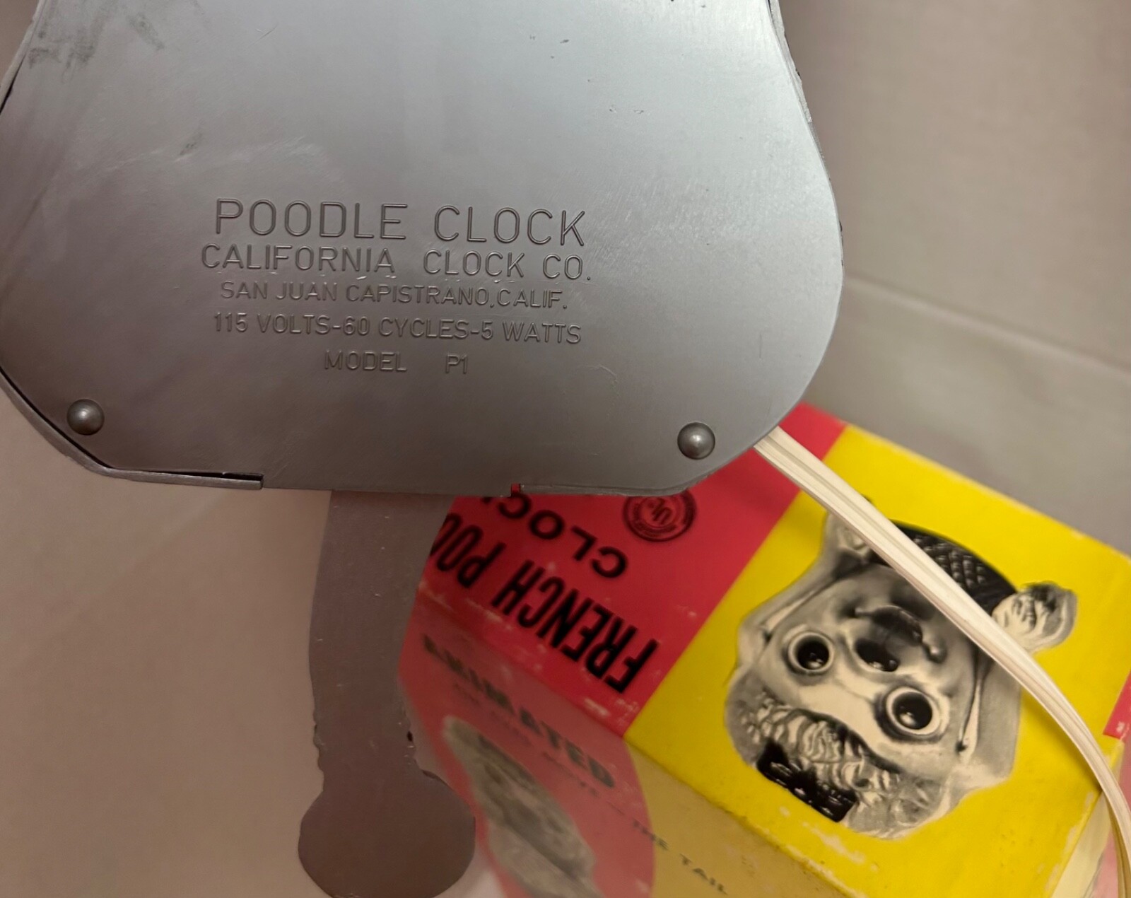 ULTRA RARE SILVER 60’s jeweled POODLE clock P1 with BOX! vintage kit cat klock eBay