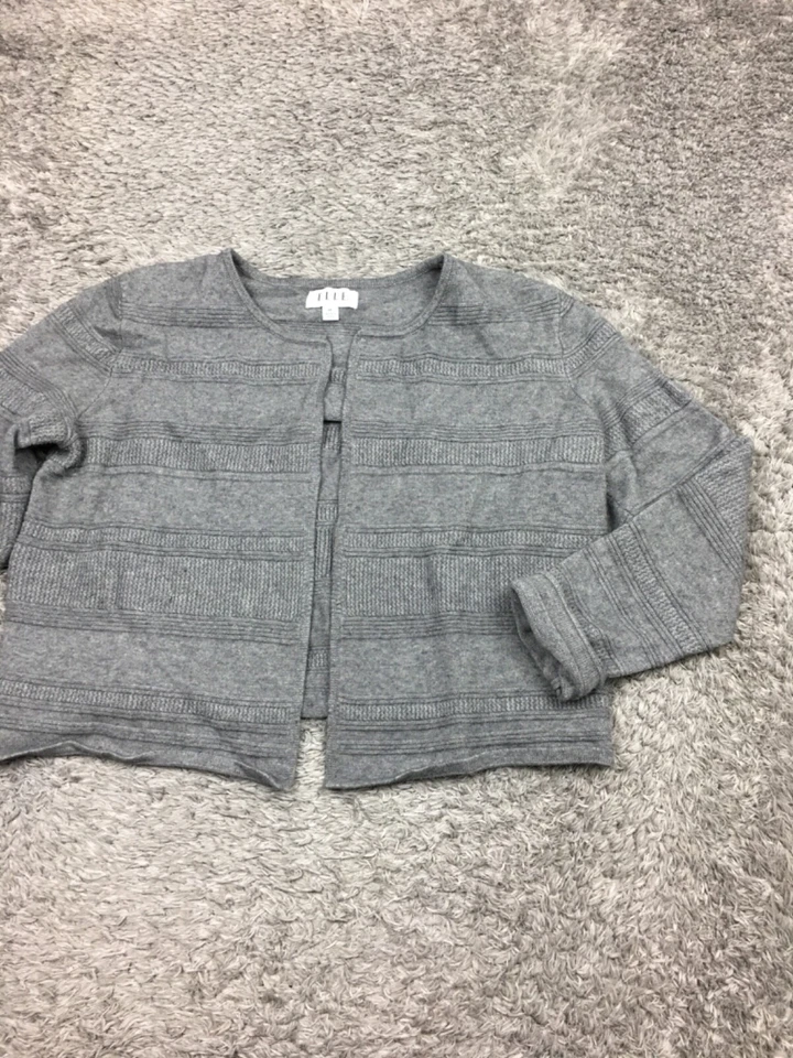 Cardigã feminino Elle tamanho XL cinza curto aberto frontal mistura de rayon - Imagem 2 de 4