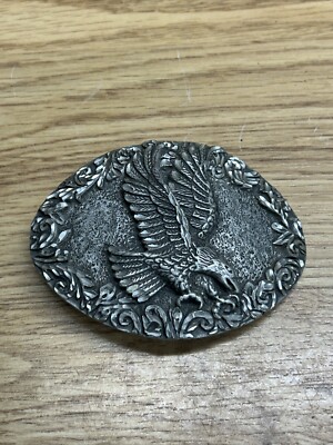 Vintage 1993 EGE Diamond Cut Heavy Pewter Eagle Belt Buckle