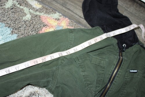 Tony Hawk Mens LARGE Full Zip Army Green Black Hoodie Jacket Skater Pockets - Picture 12 of 12
