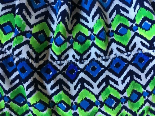 Women's Romper Blue Aztec Elastic Waist with Skirt 23" waist 26" Length 017-73 - Picture 5 of 10