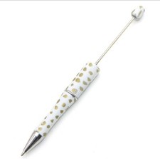5 pc. Set Plastic Beadable Pens Gold dot print black ink pen for DIY