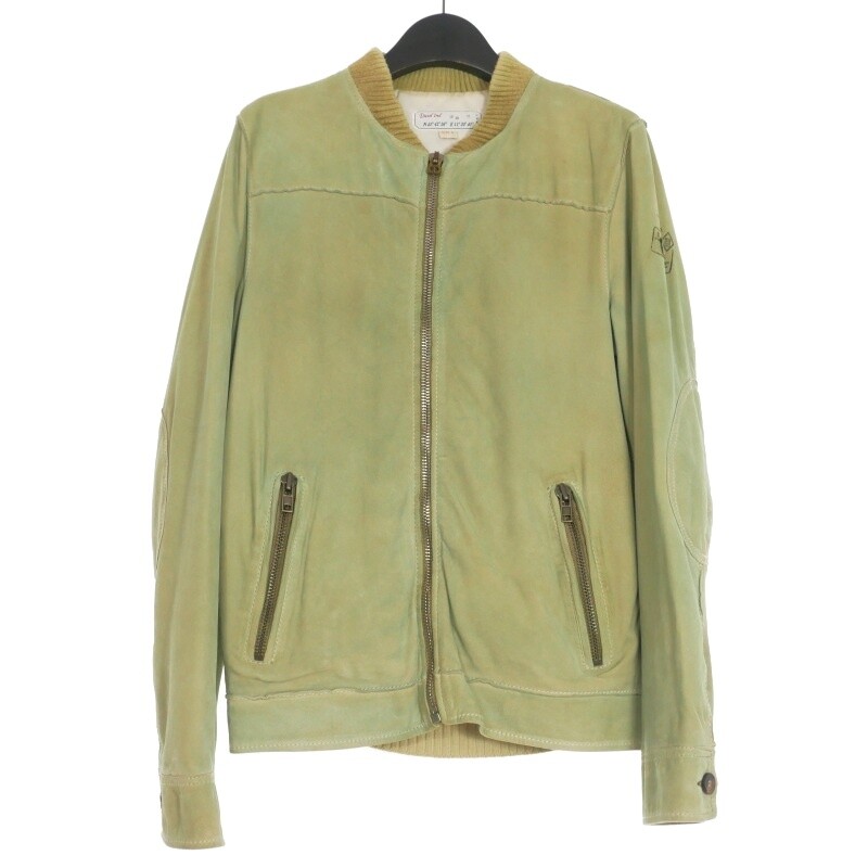 Diesel Knit Switching Leather Blouson Jacket S Green Regular Men'S