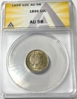 1899 BARBER DIME ORIGINAL LUSTROUS AU58 ANACS hint toning GREAT COIN !