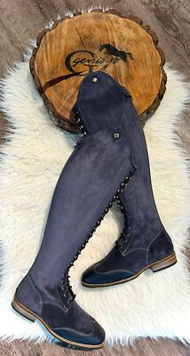 DeNiro Reitstiefel S8603 39 MA/XL geschnürt Wildleder suede blue