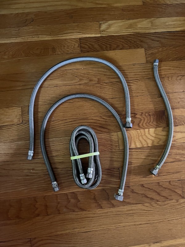 5 Various Lengths of Braided Washer Fill Hoses Stainless Steel? New! Plumbing