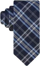 TOMMY HILFIGER Blue Plaid Silk Blend Neck Tie NEW