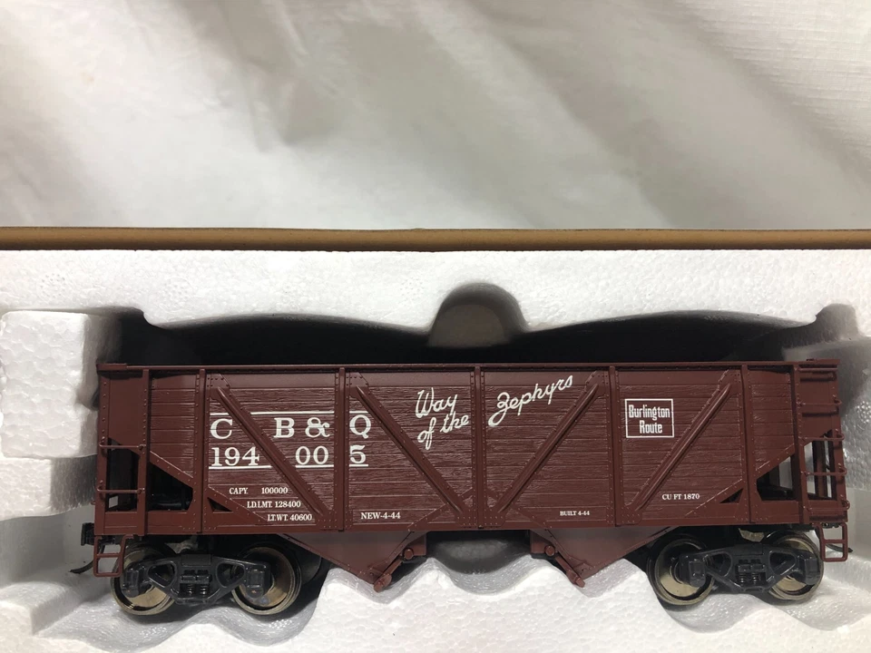 O Gauge K Line BK K6255-1331 CB&Q DC Ribbed 2 Bay Hopper Car #2 4 Car Set 2R - Image 3 of 4