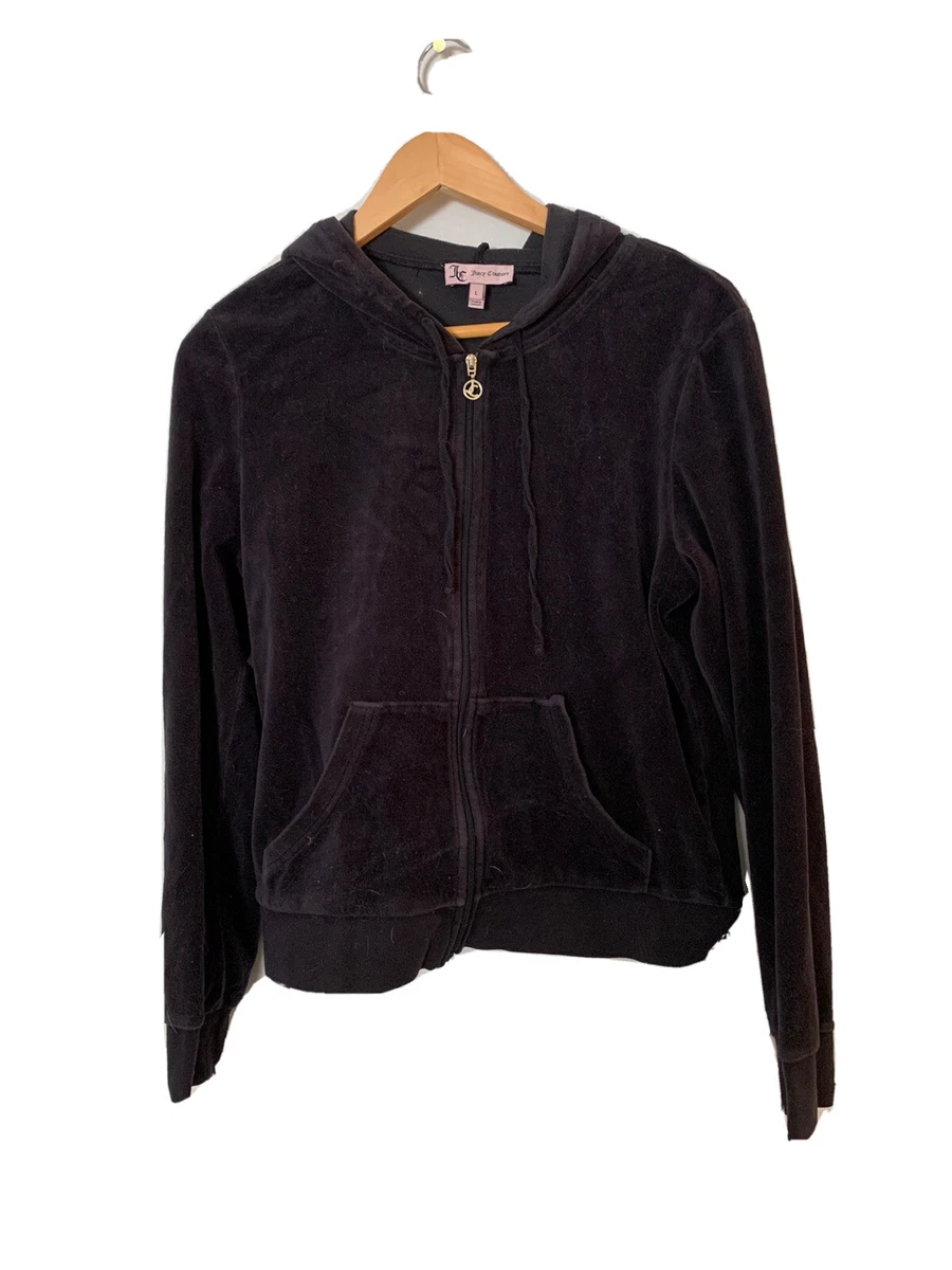 Vintage Y2K Juicy Couture Black Velour Zip Up Hoodie