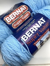 2 Partial Skeins Bernat Super Value Yarn Color Sky 11 OZ Total Baby Blanket
