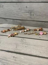 Womens Bling Barrette 8 Hair Clip Flowers Hairpin Duckbill Boho Hair Pink Pearl