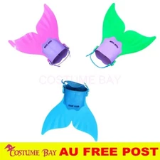 Kids Mermaid Tail Fin Monofin Swimming Flipper Diving Swimmable Tails Fins AU