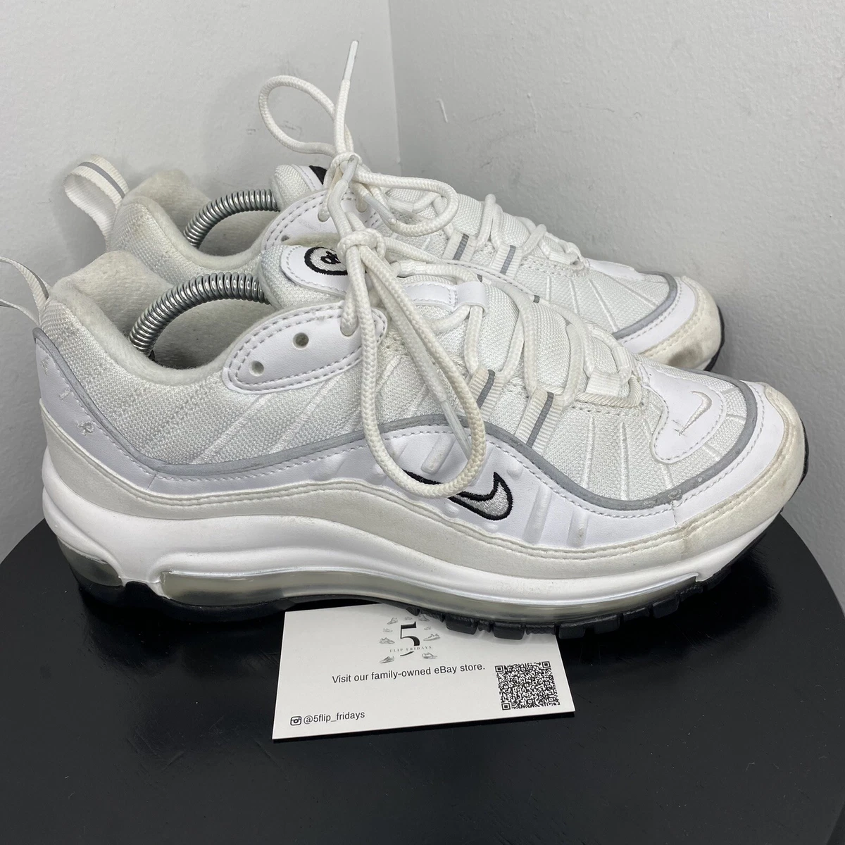 Nike Air Max 98 White Reflect Silver Black Womens 7.5 Men 6 Gundam eBay