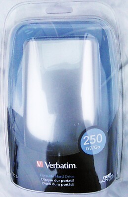 NEW SEALED VERBATIM 250GB USB 2.0 EXTERNAL PORTABLE HARD DRIVE #96532