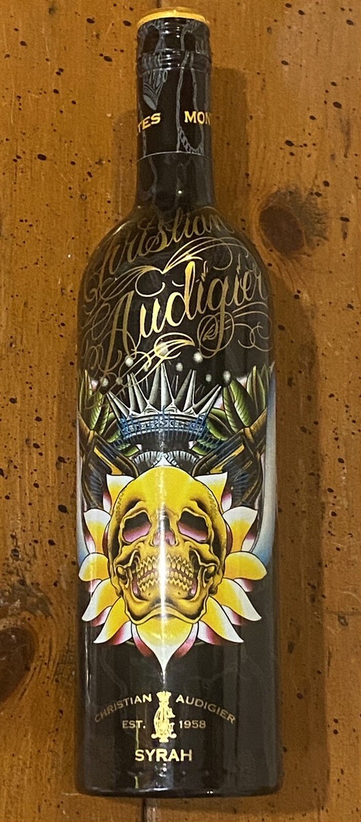 CHRISTIAN AUDIGIER 2006 SYRAH Wine Bottle BLACK GLASS Golden CHRISTIAN AUDIGIER 2006 SYRAH Wine Bottle BLACK GLASS Golden