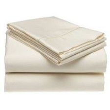 Organic Cotton Bed Sheet Set Cal King Ivory Natural Sateen Chemical Free Eco USA