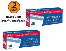 2 Pack - #10 Self Seal Envelopes, White, (4 1/8" x 9 1/2") - 40 Envelopes / Pack