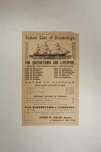 Inman Line of Steamships Queenstown and Liverpool Rates of Passage Advertisement - Picture 4 of 6
